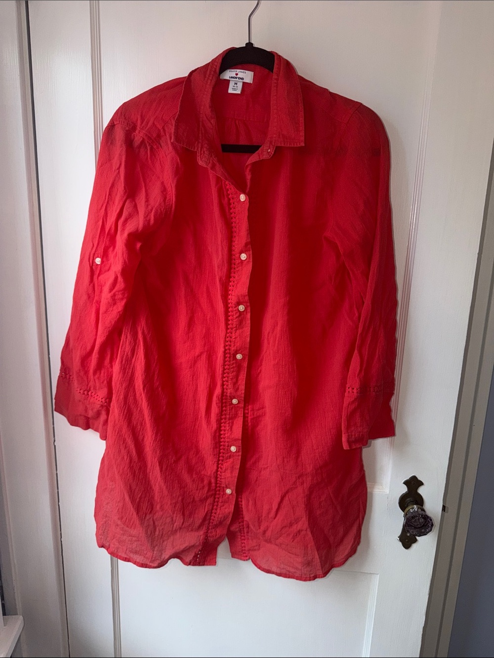 Draper James Red Button-Front Swim Coverup